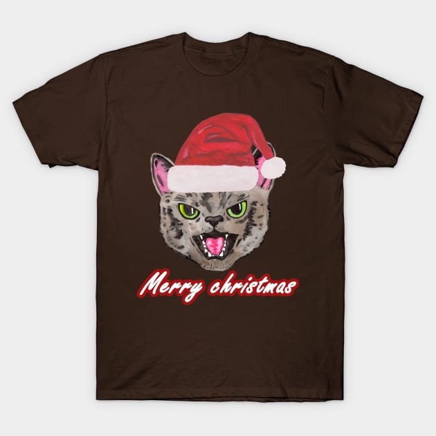 Santa cat T-Shirt by deadblackpony